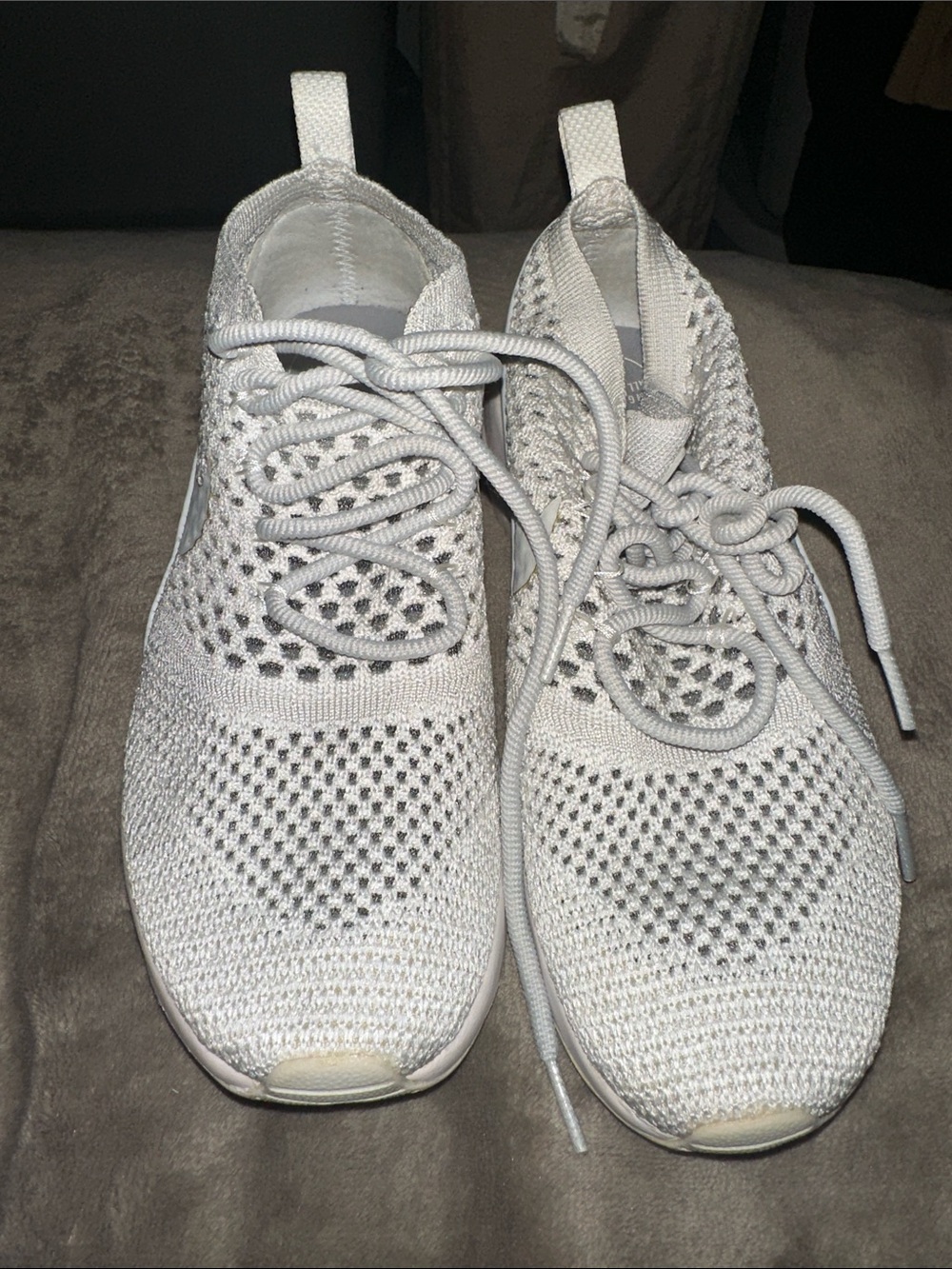 Light Gray Knit Lace-Up Sneakers